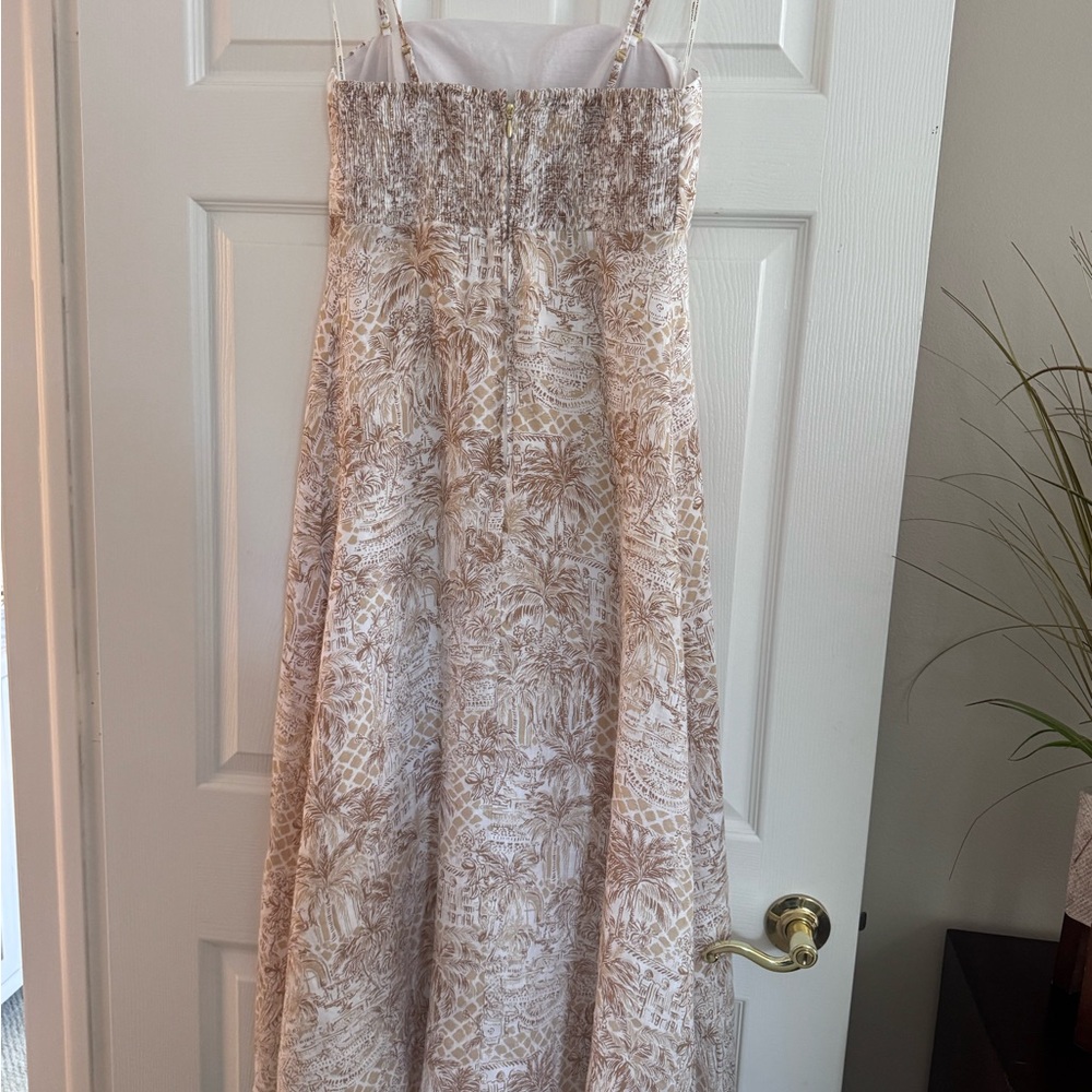Lilly Pulitzer Jorgian Beige and White Linen Dress Size 6 - Picture 3 of 6
